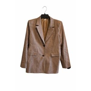 & Other Stories Paris Atelier Houndstooth Blazer Women's US 10 Brown Tailored